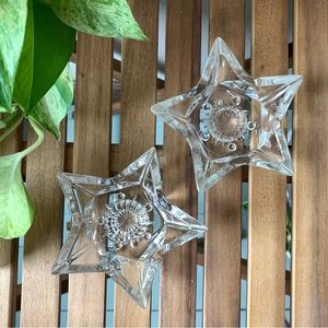 🎄 Vintage Hazel Atlas Glass Star Candle Holders